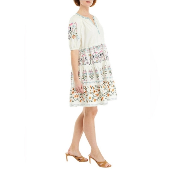 Crown And Ivy White Floral And Toucan Embriodered Boho Dress - Picture 11 of 11